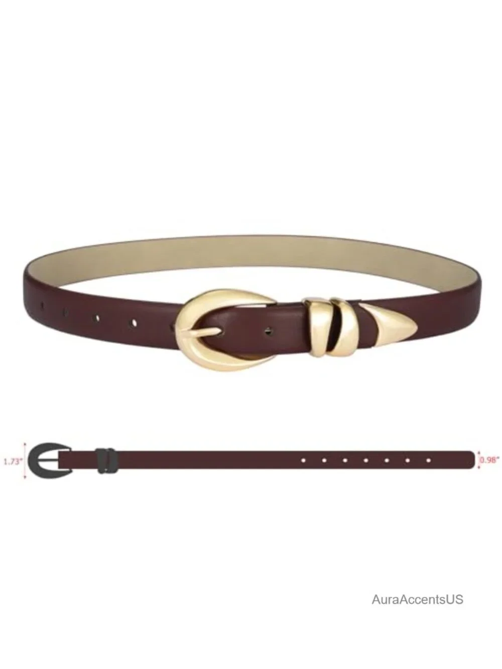 Faux Leather Belt with Gold Buckle - Stylish Design for Jeans & Dresses